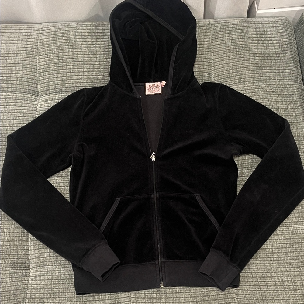 Juicy Couture Black Velvet Hoodie Jacket